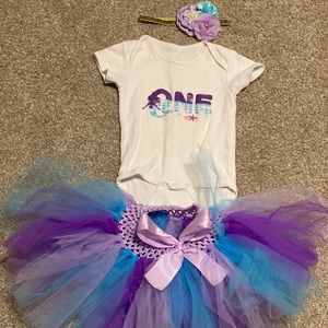 Girls 1 year old birthday mermaid outfit